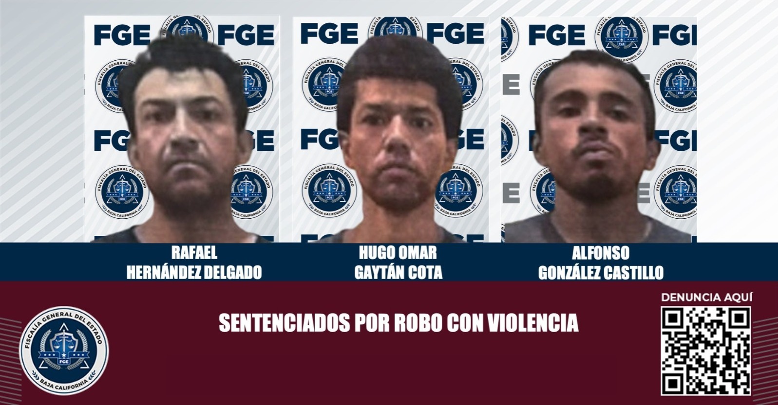 Tres hombres reciben sentencia por robo con violencia en Tijuana