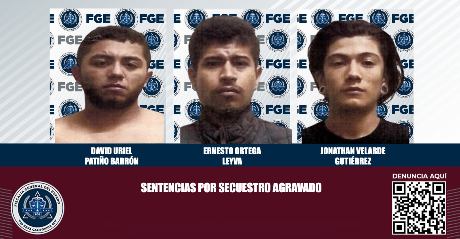 FGE logra sentencia de 70 años a tres hombres por secuestro agravado