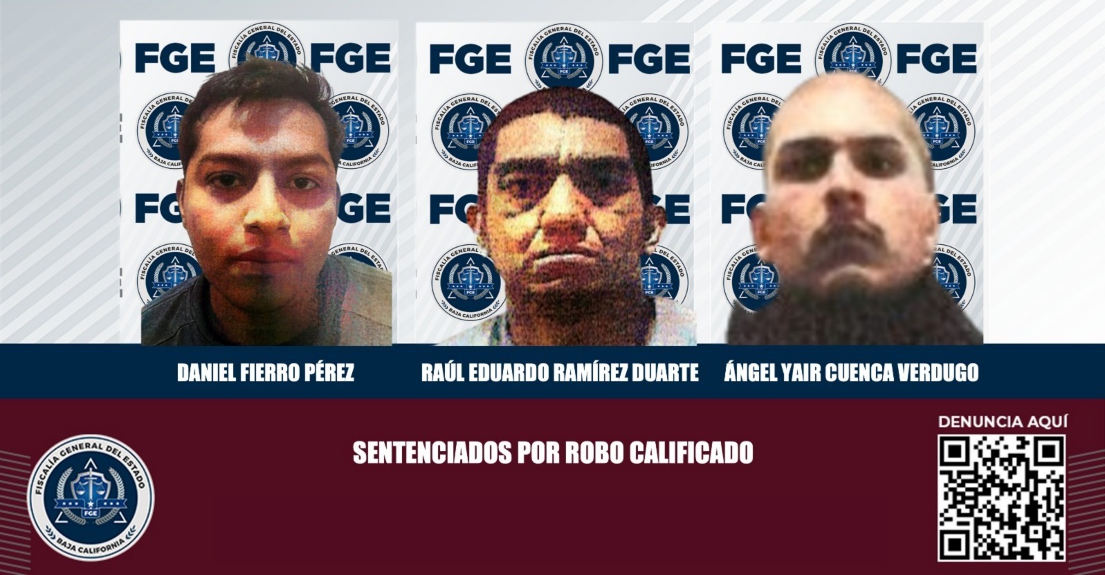 FGE logra sentencias condenatorias para tres hombres responsables de robo calificado