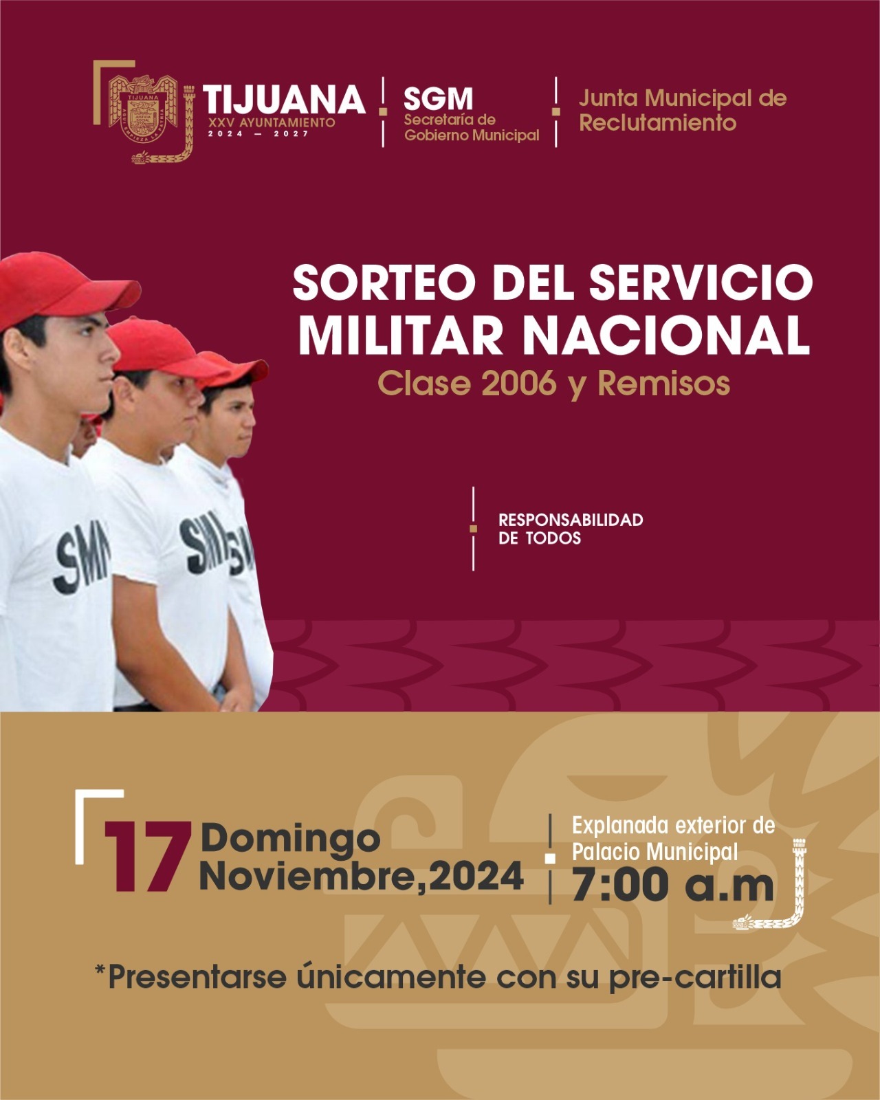 Realizarán Próximo domingo 17 de noviembre el Sorteo del Servicio Militar Nacional