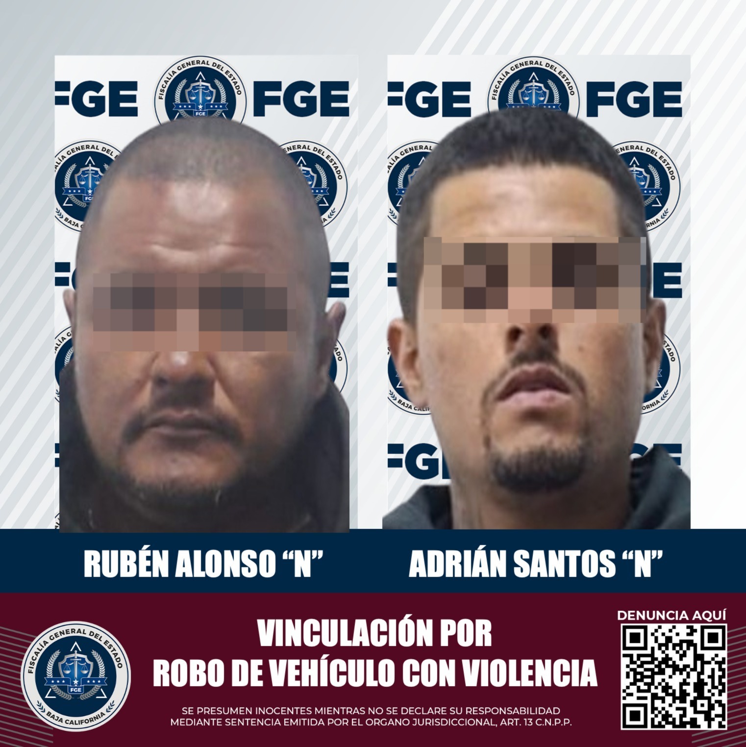 Dos hombres vinculados a proceso por robo de vehículo con violencia y daño en propiedad ajena