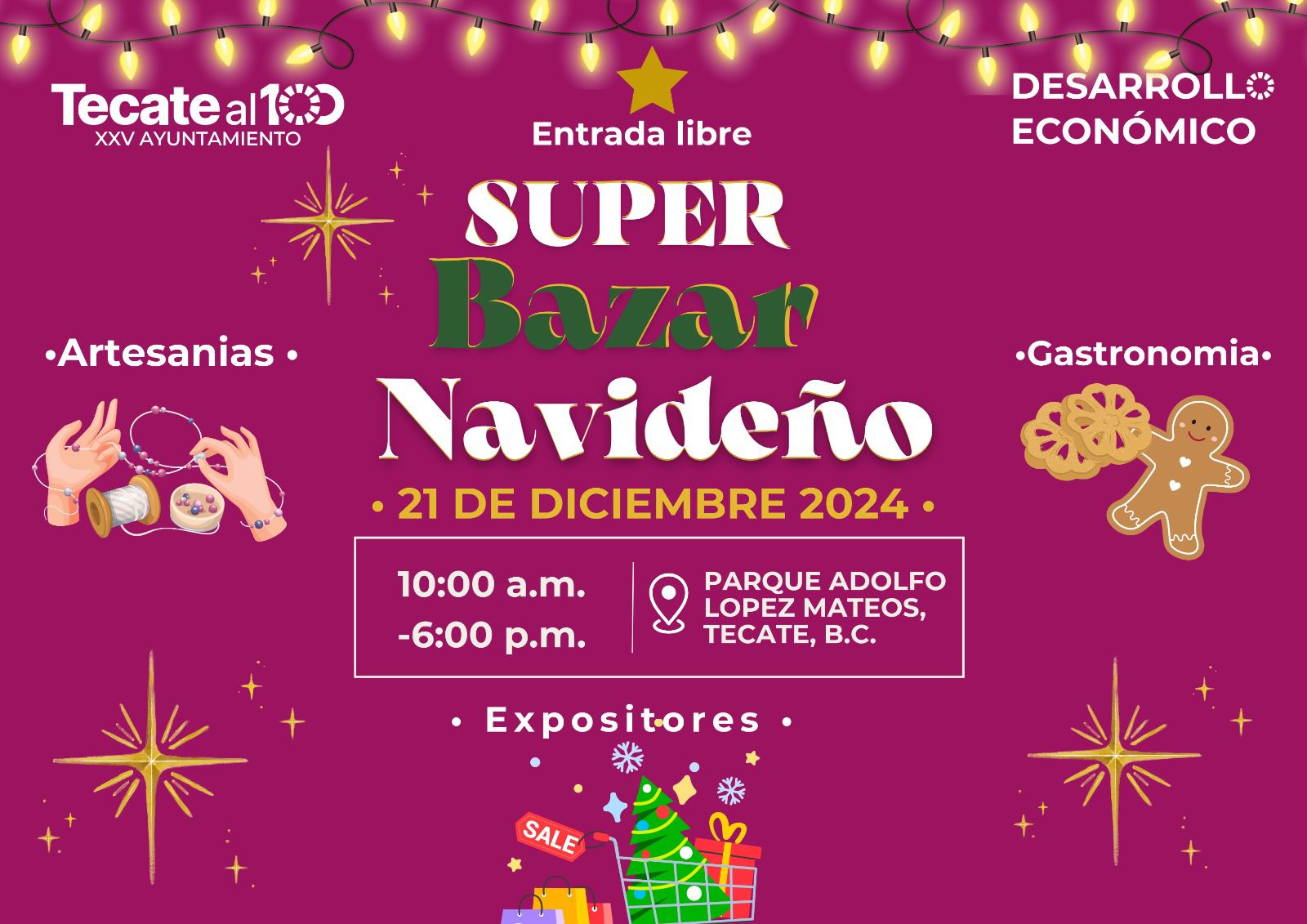 Invita Gobierno de Tecate a disfrutar del súper bazar navideño