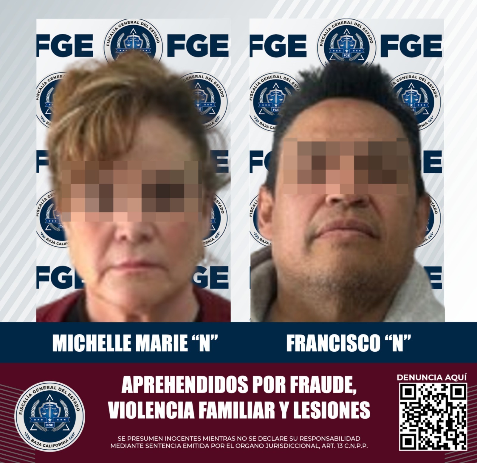 Cumplimentan dos órdenes de aprehensión por los delitos de fraude, violencia familiar y lesiones.