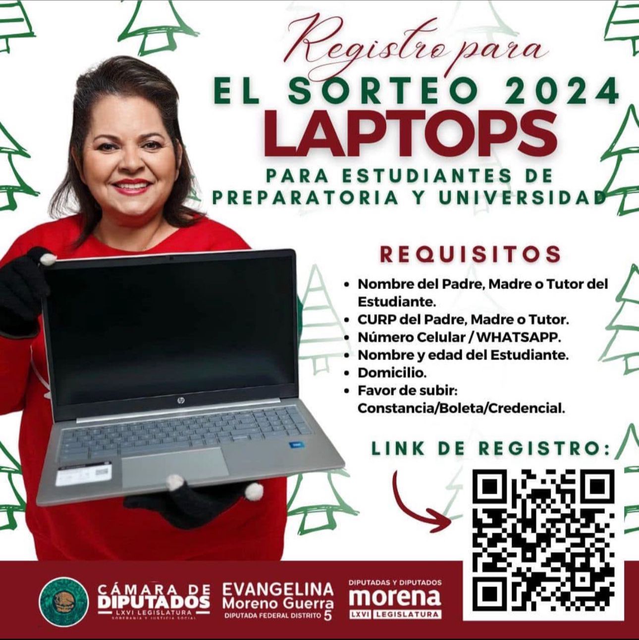 Diputada Evangelina Moreno impulsa sorteo de laptops para estudiantes