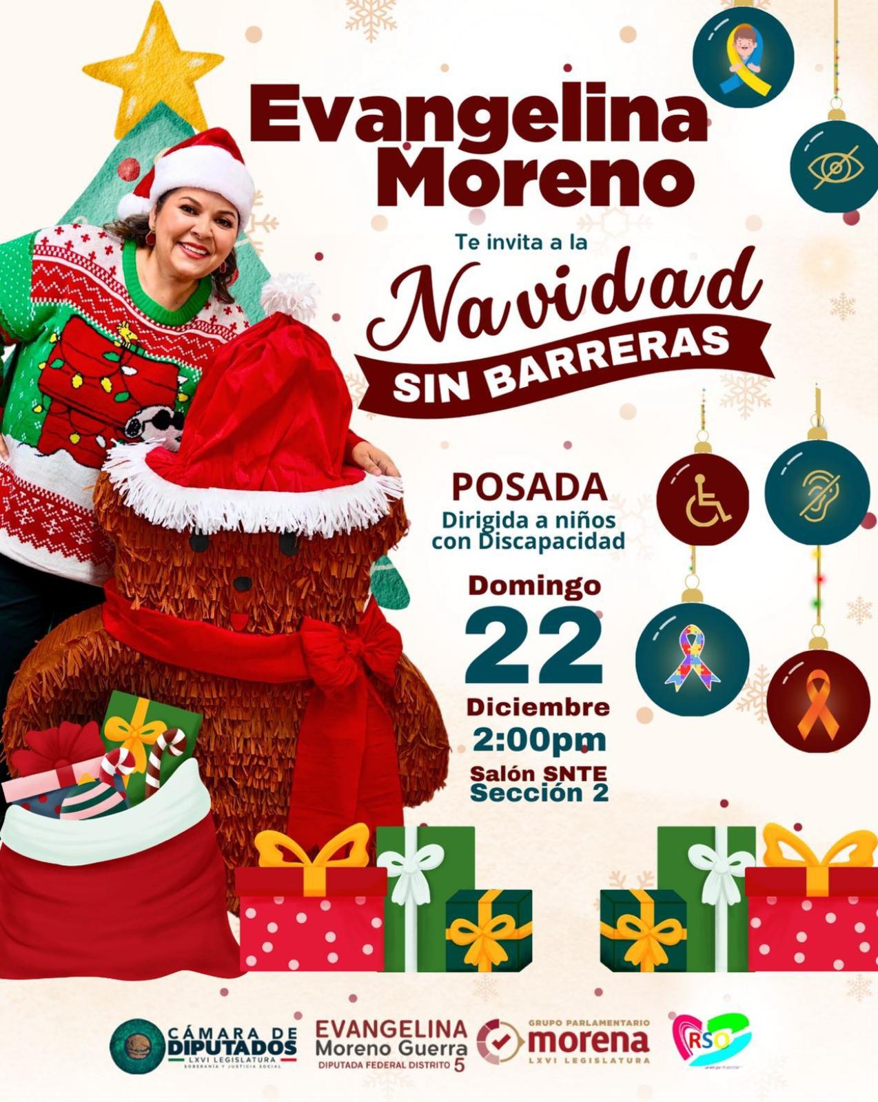 Diputada Evangelina Moreno organiza la posada “Navidad sin Barreras” para niños con discapacidad