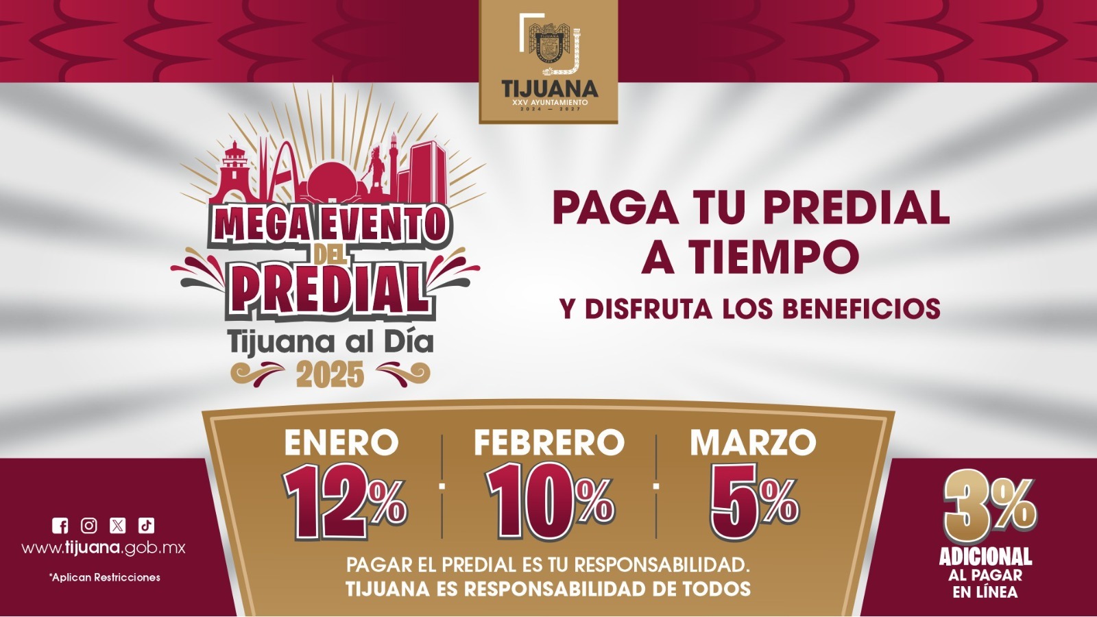 Inicia enero con 12 por ciento de descuento en el pago del impuesto predial: Gobierno Municipal