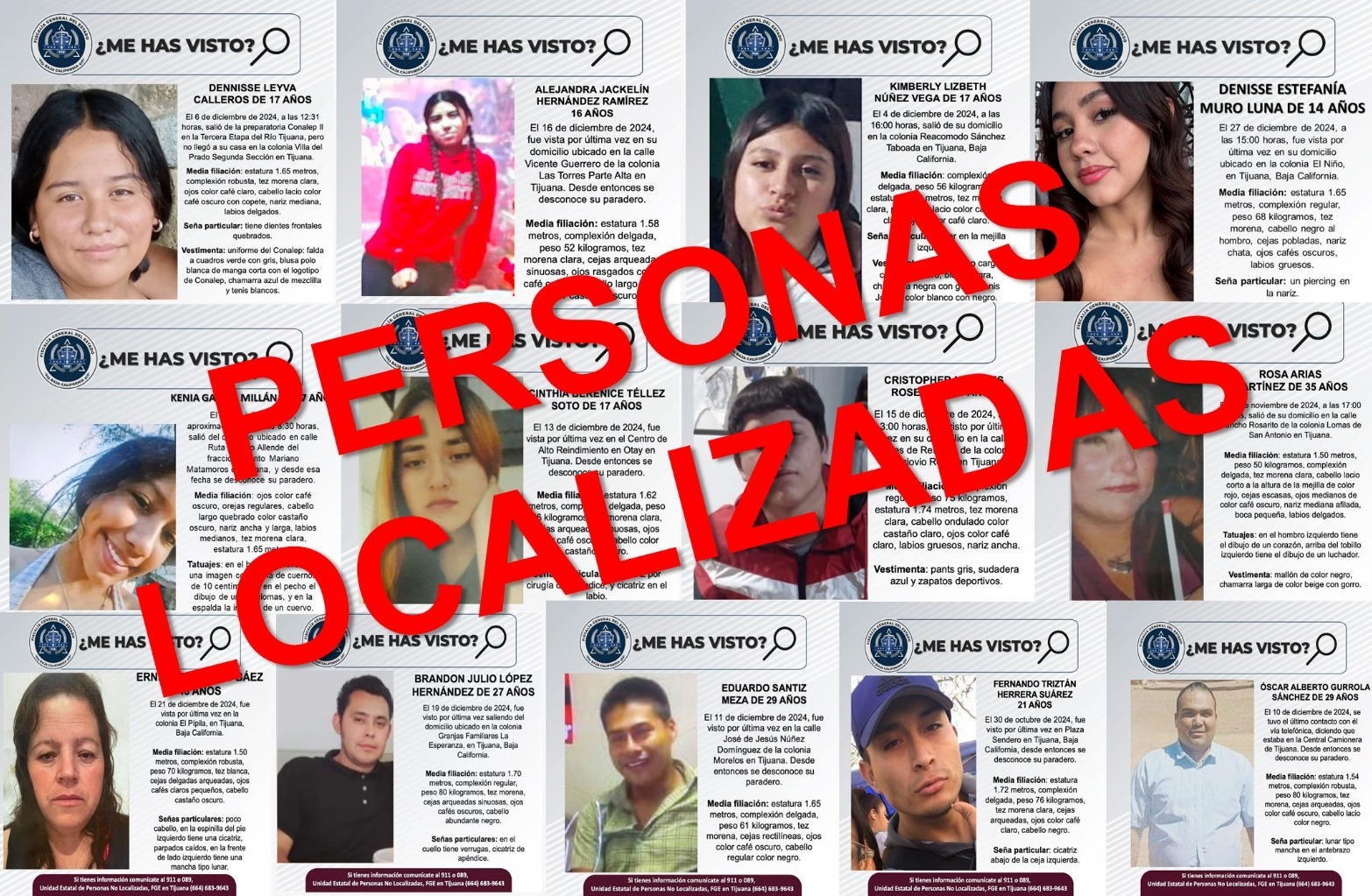 FGE localiza a trece personas reportadas como desaparecidas