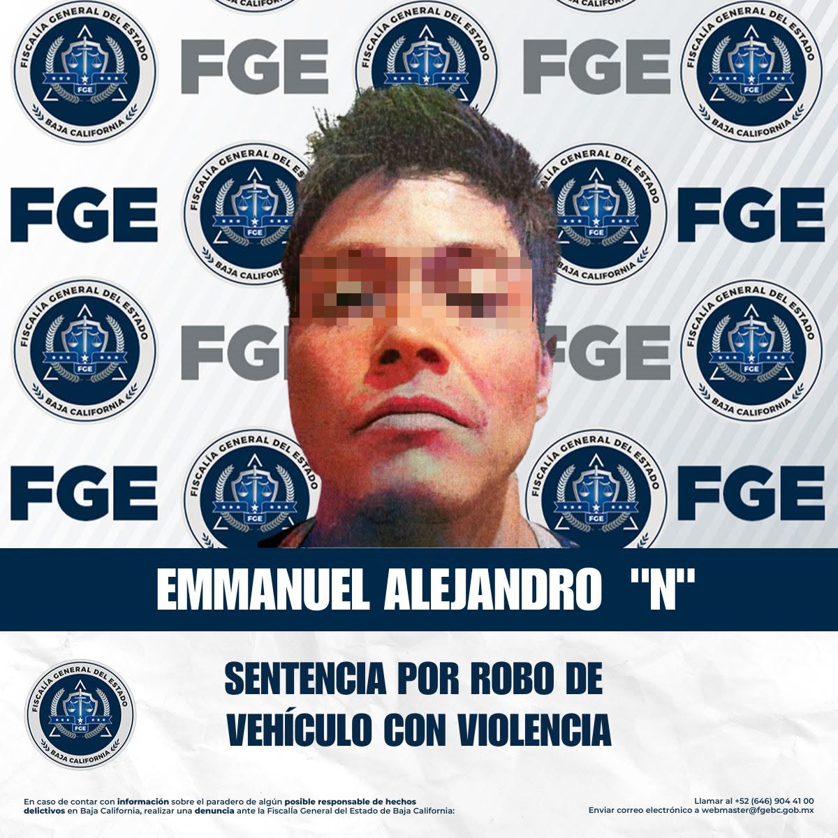 FGE logra sentencia condenatoria de seis años de prisión por robo de vehículo con violencia